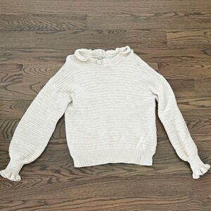 Madewell Cream Ruffle-Trim Knit Sweater